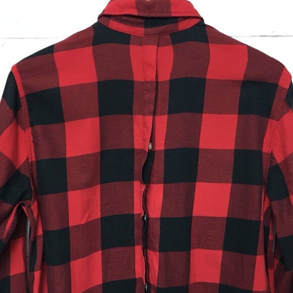 Levi's Women's Red Black Flannel Shirt Boyfriend Fit Button Front Long Sleeves M - Picture 3 of 9